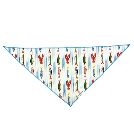 Coastal Fish Striped Dog Bandana: S/M